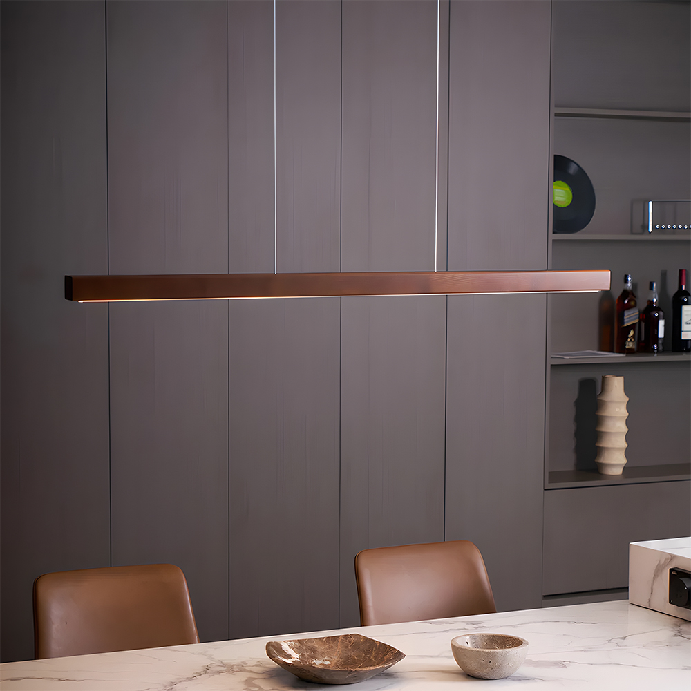 Modern Dimmable Wooden LED Linear Pendant Light 