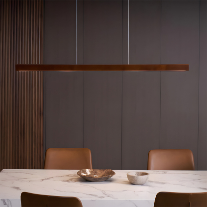 Modern Dimmable Wooden LED Linear Pendant Light 