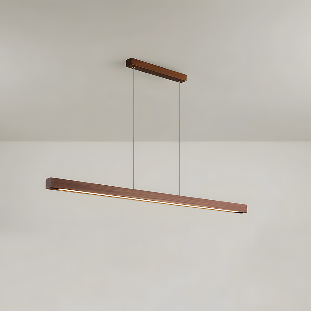 Modern Dimmable Wooden LED Linear Pendant Light 