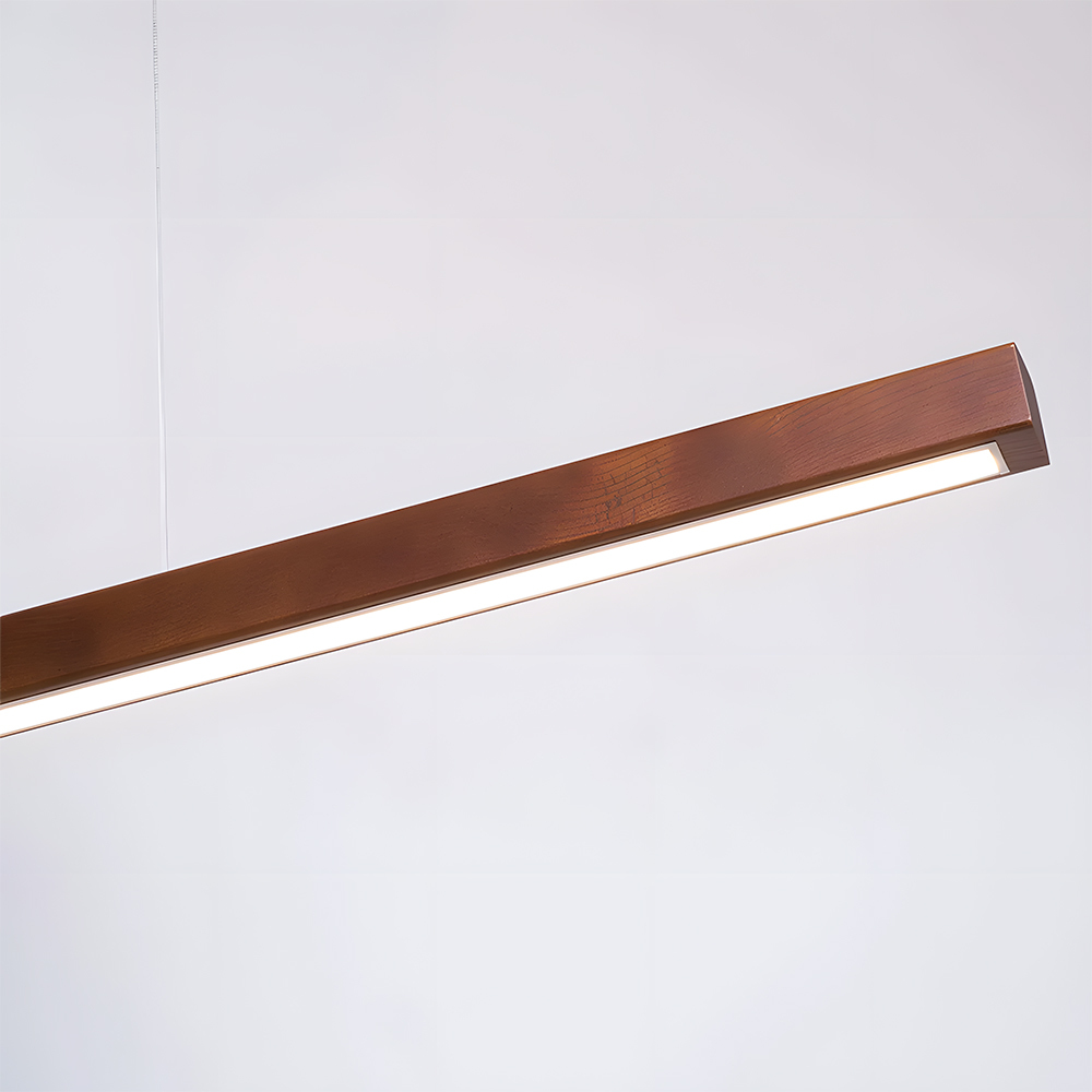 Modern Dimmable Wooden LED Linear Pendant Light 