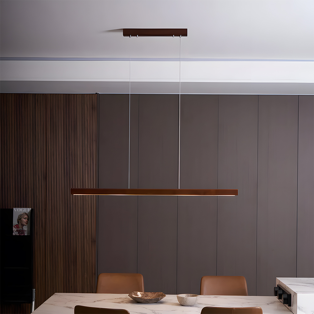 Modern Dimmable Wooden LED Linear Pendant Light 