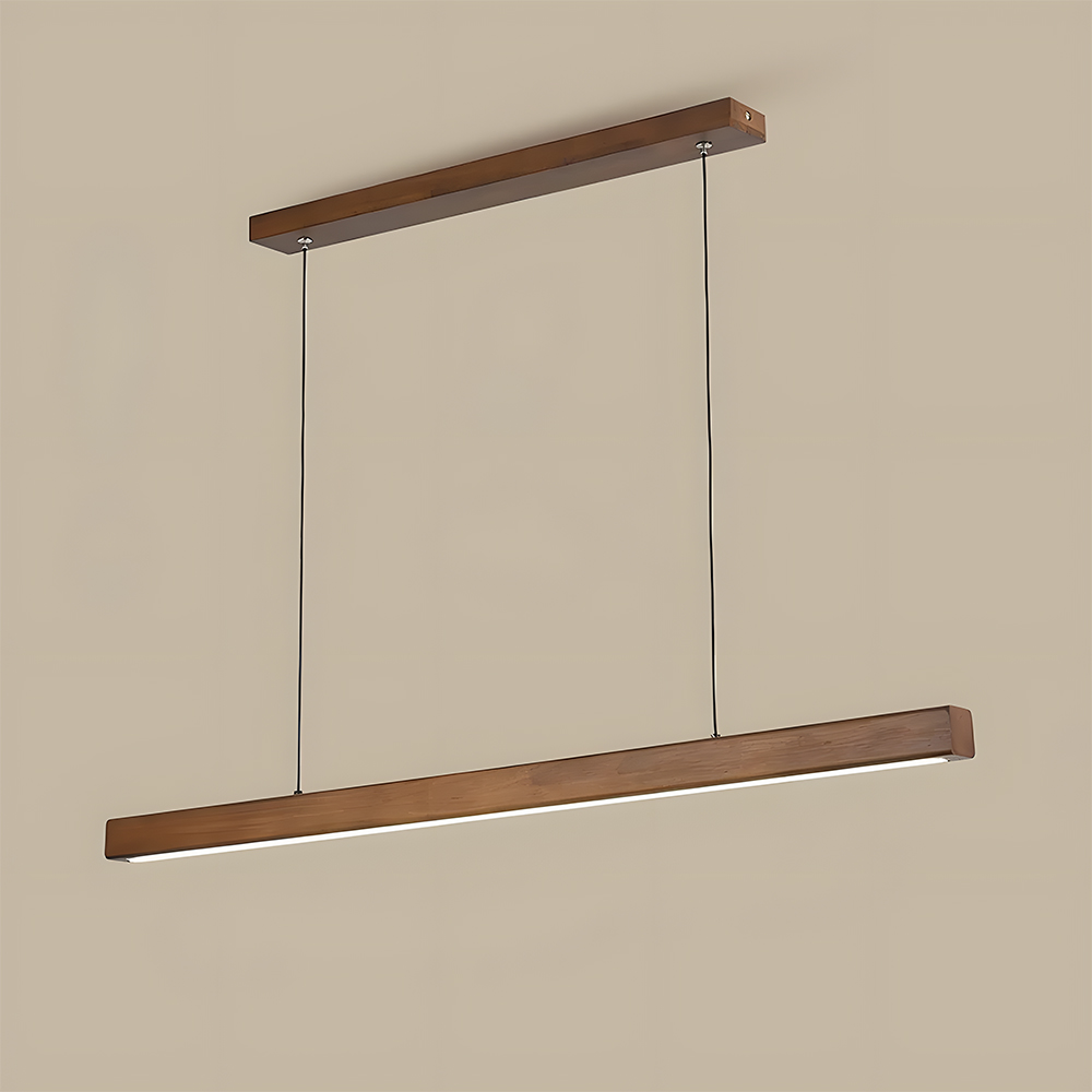 Modern Dimmable Wooden LED Linear Pendant Light 