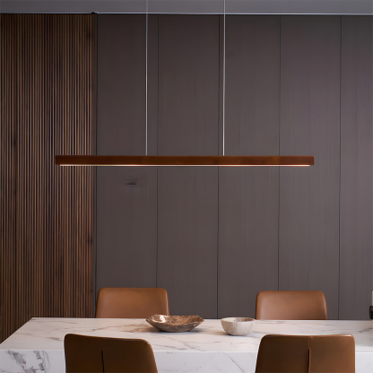 Modern Dimmable Wooden LED Linear Pendant Light 