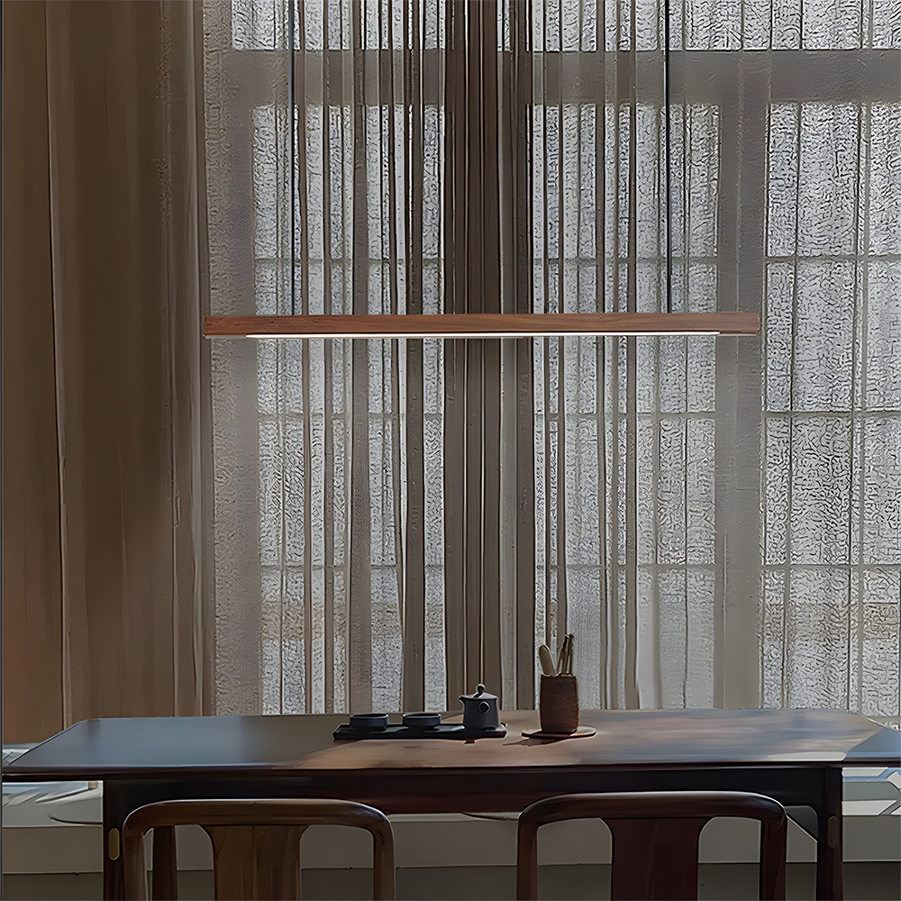 Modern Dimmable Wooden LED Linear Pendant Light 