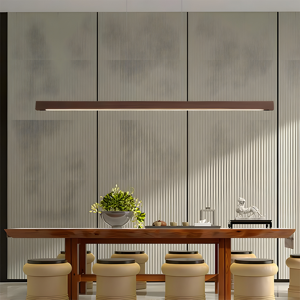 Modern Dimmable Wooden LED Linear Pendant Light 