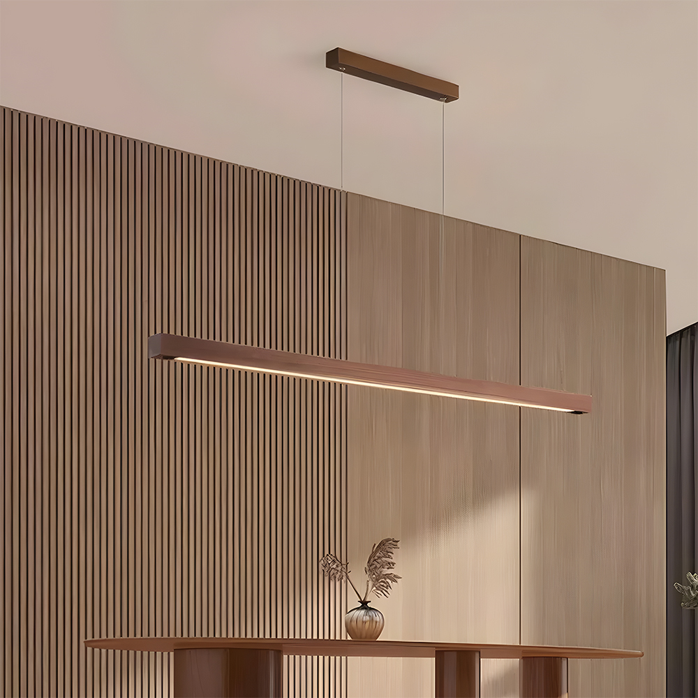 Modern Dimmable Wooden LED Linear Pendant Light 