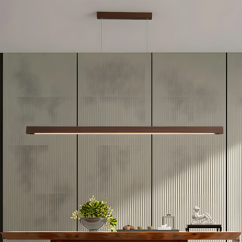 Modern Dimmable Wooden LED Linear Pendant Light 