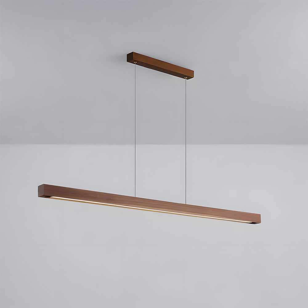 Modern Dimmable Wooden LED Linear Pendant Light 