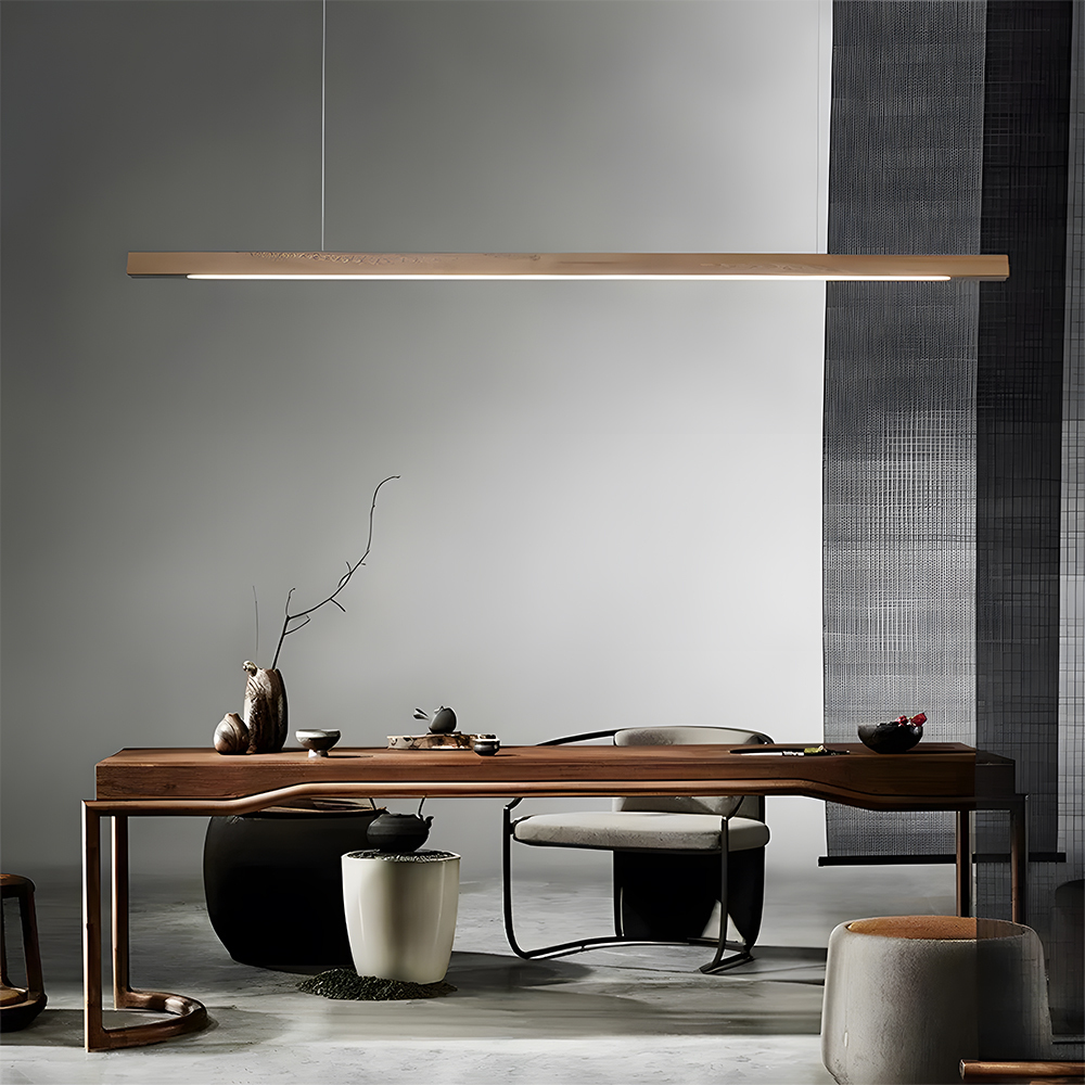 Modern Dimmable Wooden LED Linear Pendant Light 