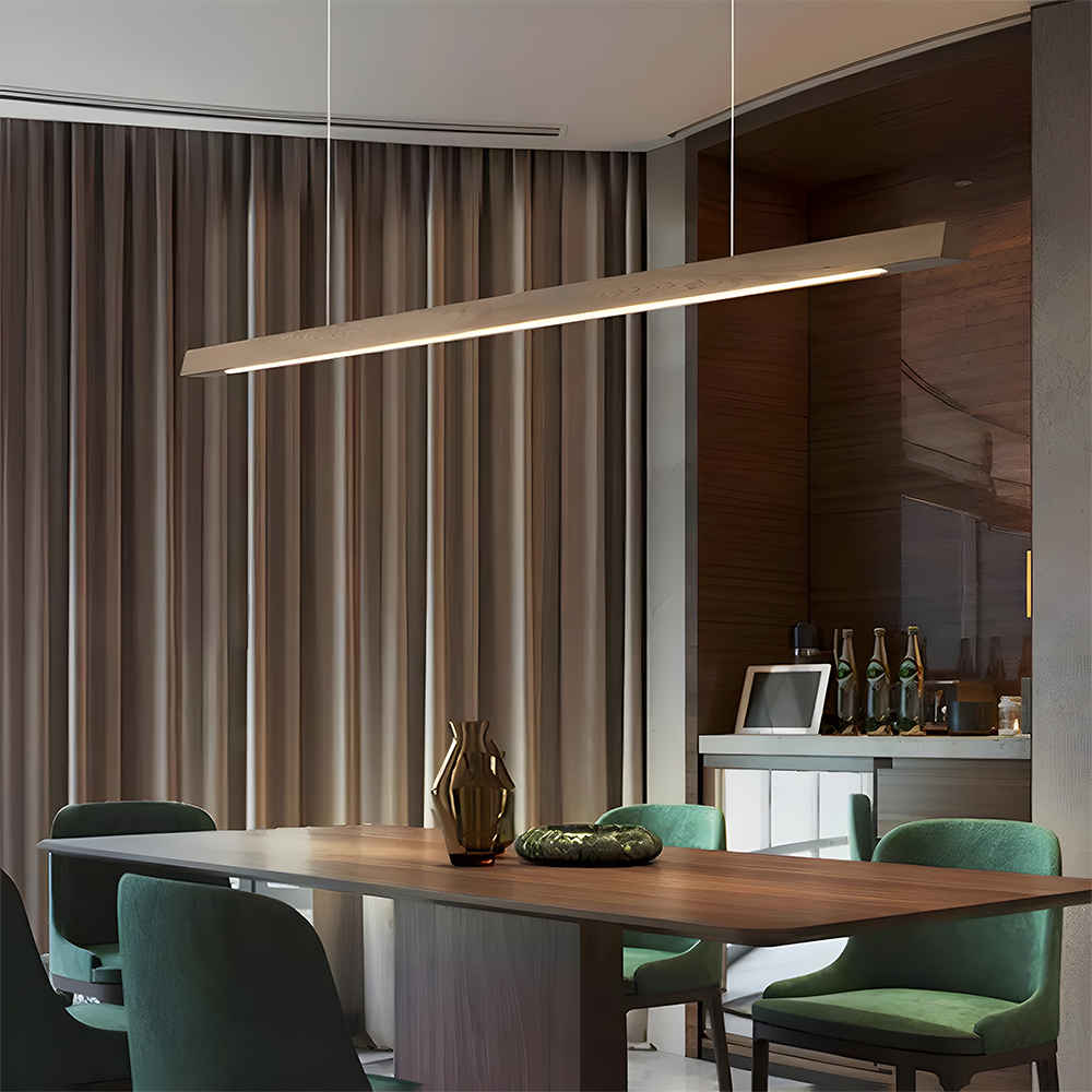 Modern Dimmable Wooden LED Linear Pendant Light 