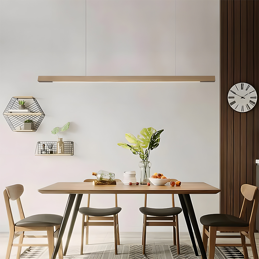 Modern Dimmable Wooden LED Linear Pendant Light 