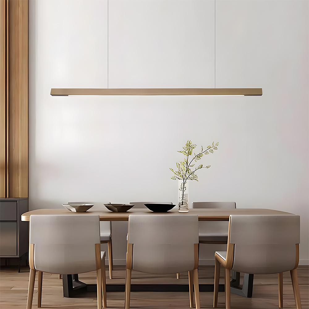 Modern Dimmable Wooden LED Linear Pendant Light 