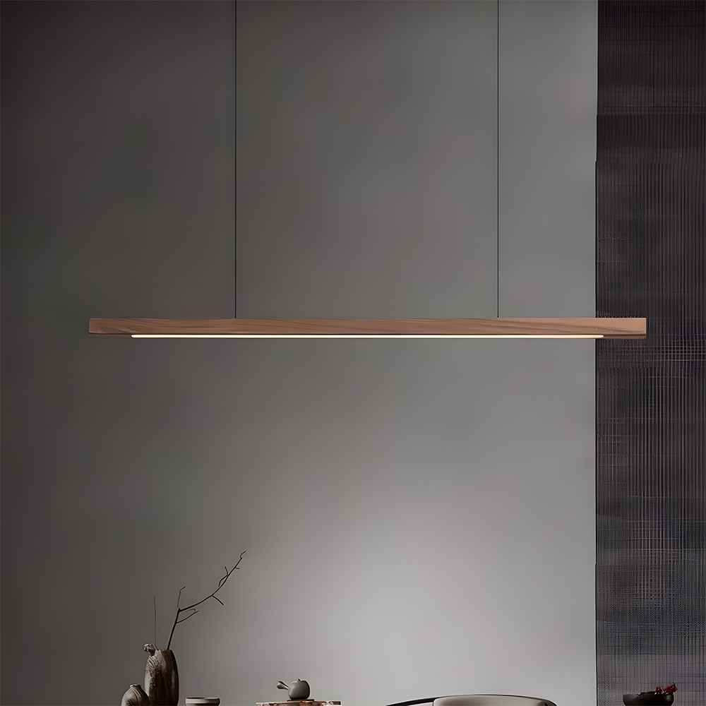 Modern Dimmable Wooden LED Linear Pendant Light 