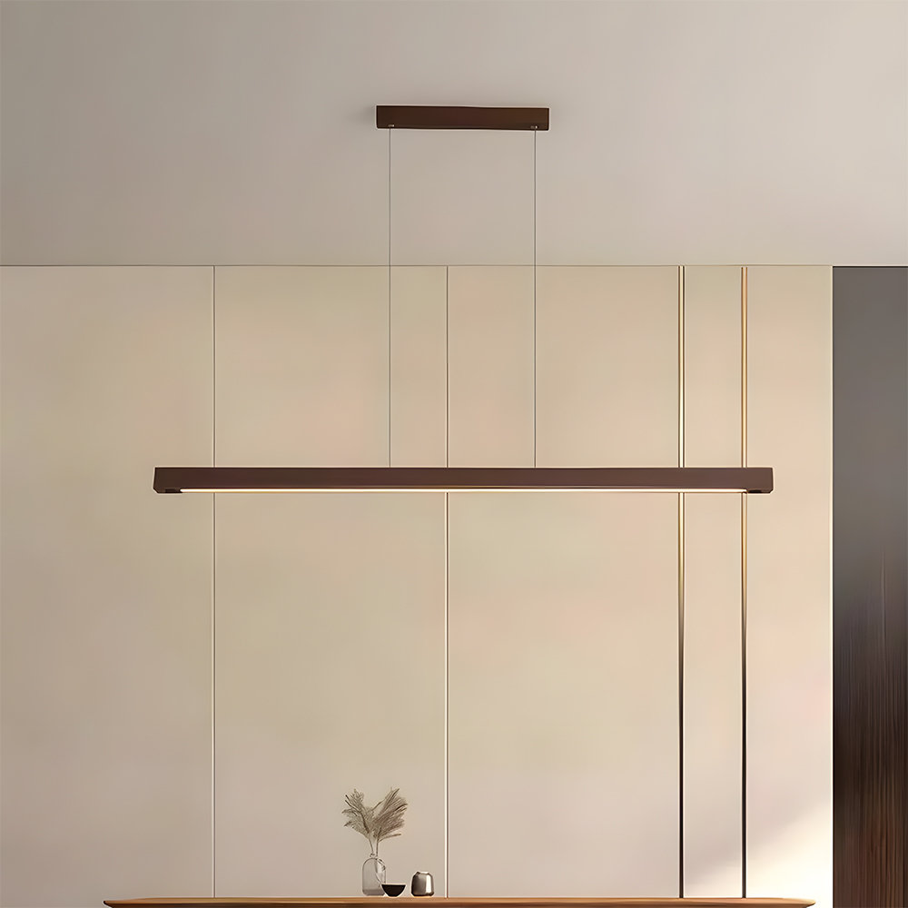 Modern Dimmable Wooden LED Linear Pendant Light 