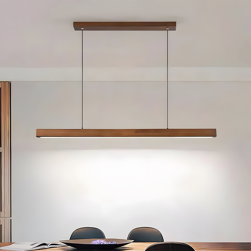Modern Dimmable Wooden LED Linear Pendant Light 