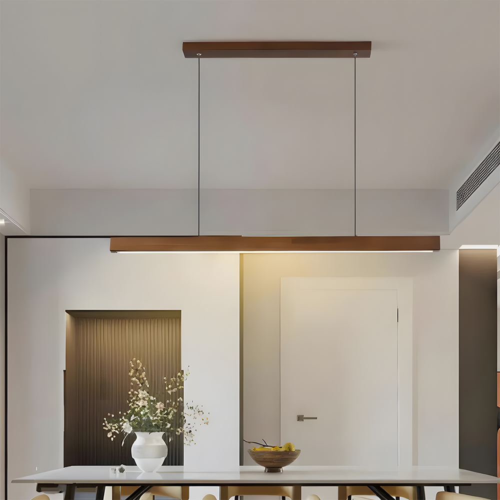 Modern Dimmable Wooden LED Linear Pendant Light 