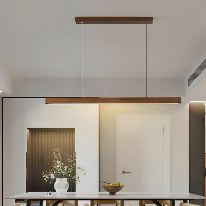 Modern Dimmable Wooden LED Linear Pendant Light 