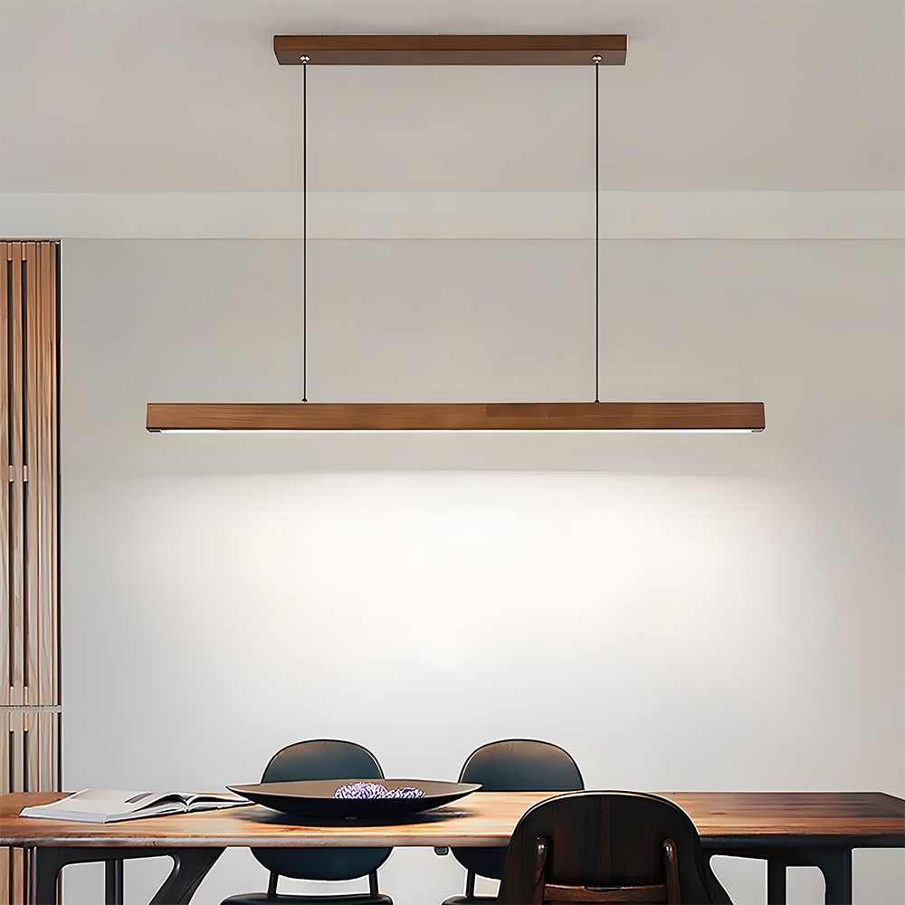 Modern Dimmable Wooden LED Linear Pendant Light 