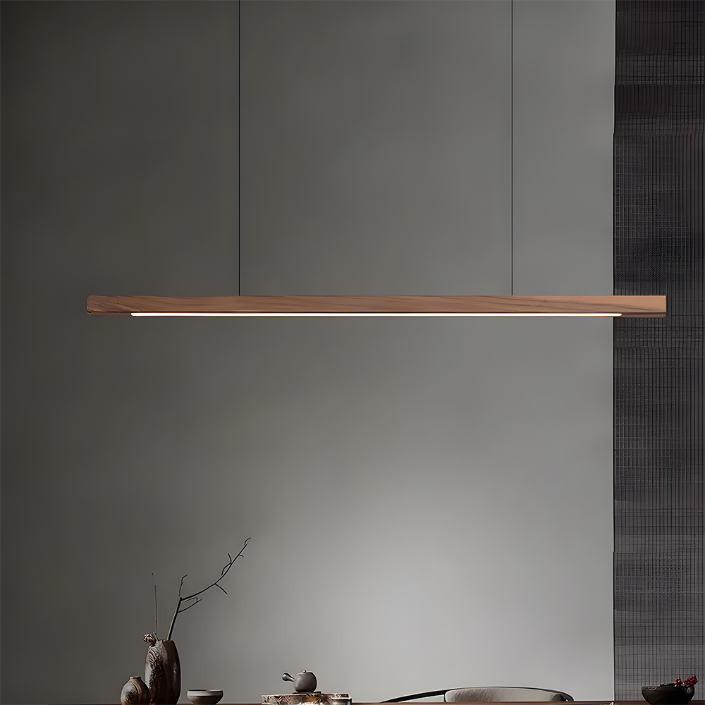 Modern Dimmable Wooden LED Linear Pendant Light 