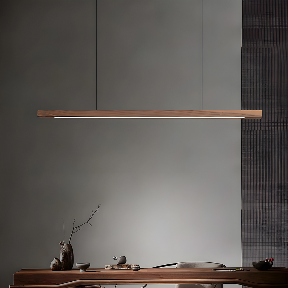 Modern Dimmable Wooden LED Linear Pendant Light 