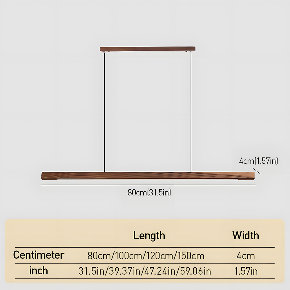 Modern Dimmable Wooden LED Linear Pendant Light 