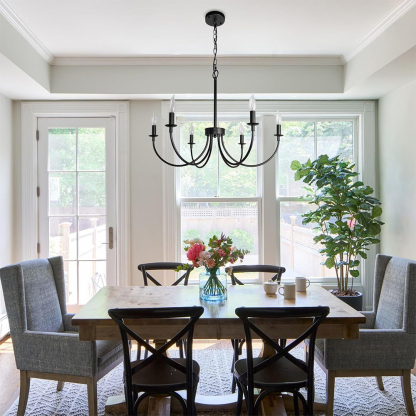 Modern Industrial Black Iron Chandelier Ceiling Lamp