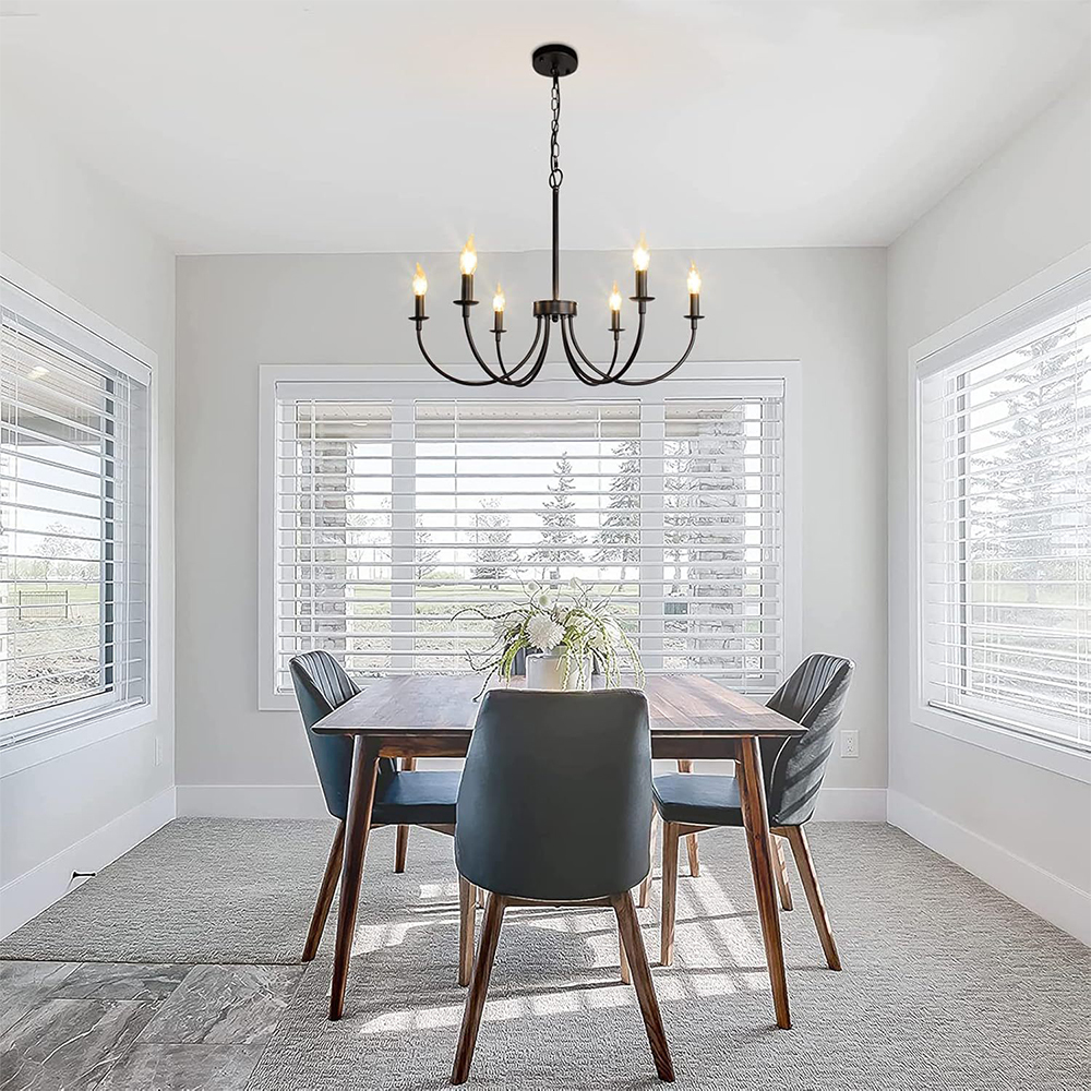 Modern Industrial Black Iron Chandelier Ceiling Lamp