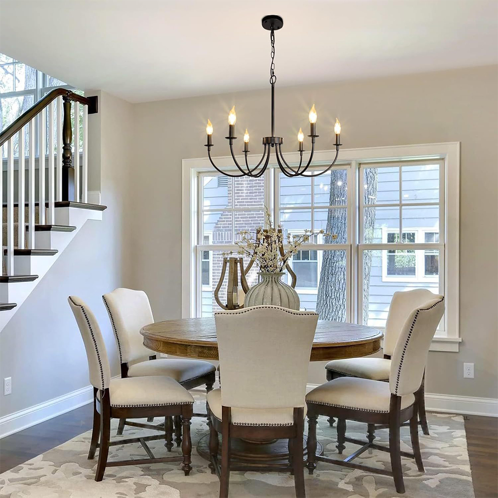 Modern Industrial Black Iron Chandelier Ceiling Lamp