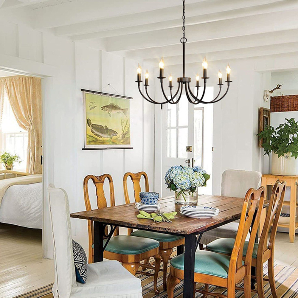Modern Industrial Black Iron Chandelier Ceiling Lamp