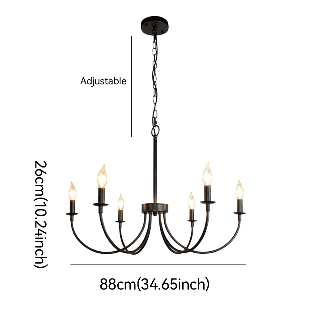 Modern Industrial Black Iron Chandelier Ceiling Lamp