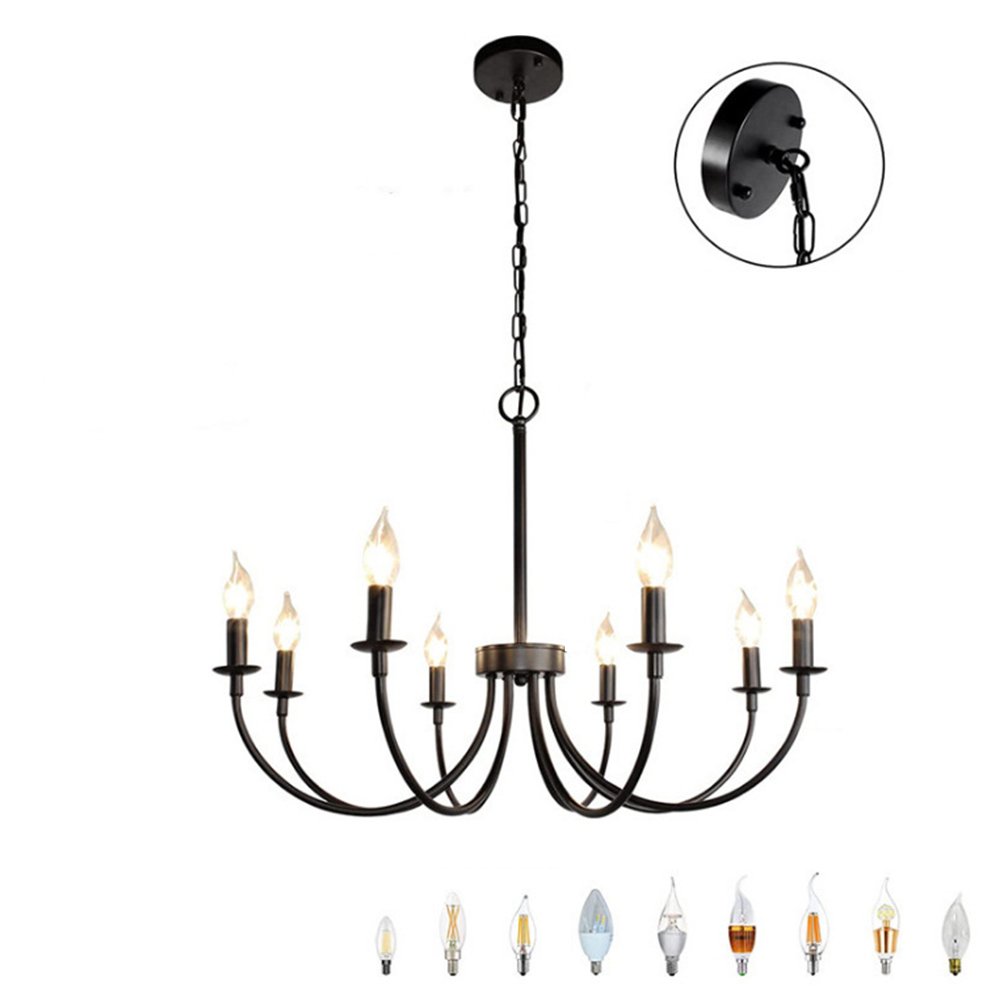 Modern Industrial Black Iron Chandelier Ceiling Lamp