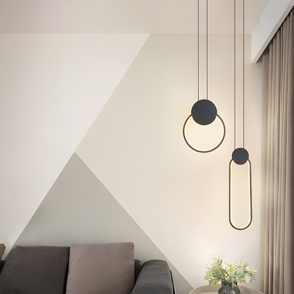 Modern Industrial Black Iron LED Hanging Light 