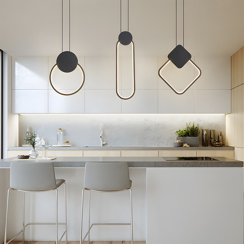 Modern Industrial Black Iron LED Hanging Light 