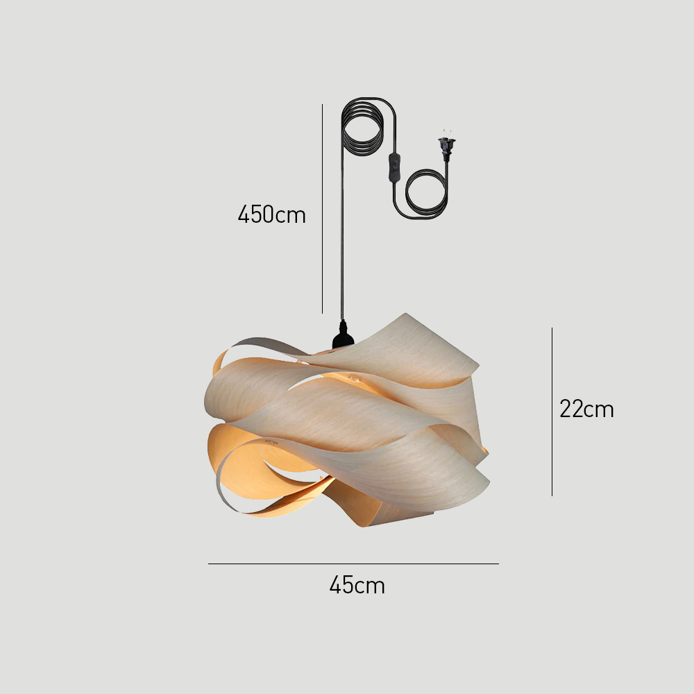 Modern Irregular Wood Plug-in Pendant Light