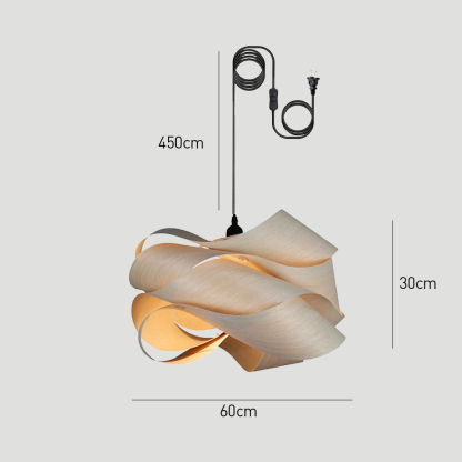 Modern Irregular Wood Plug-in Pendant Light
