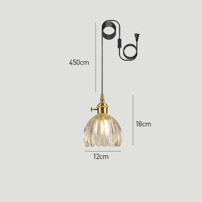 Retro Flower Glass Plug-in Pendant Light