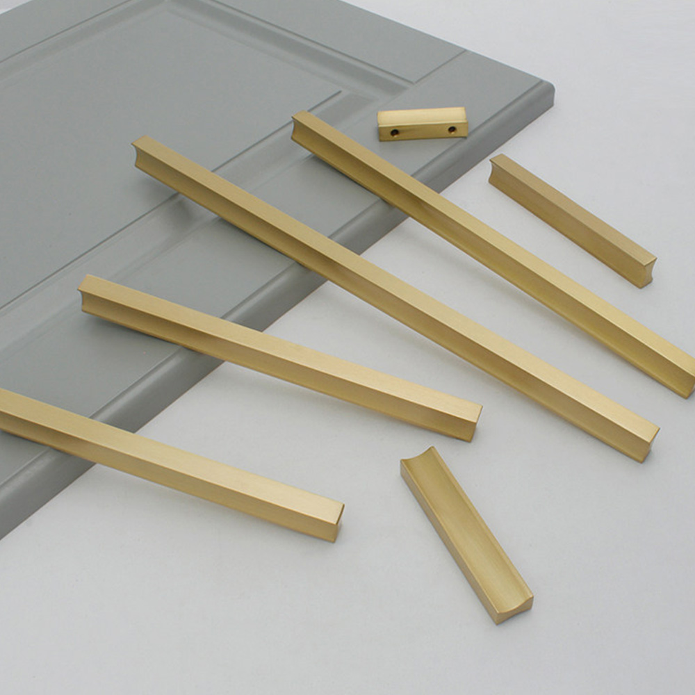 Modern Minimalist Brass Drawer Pulls for Cabinets