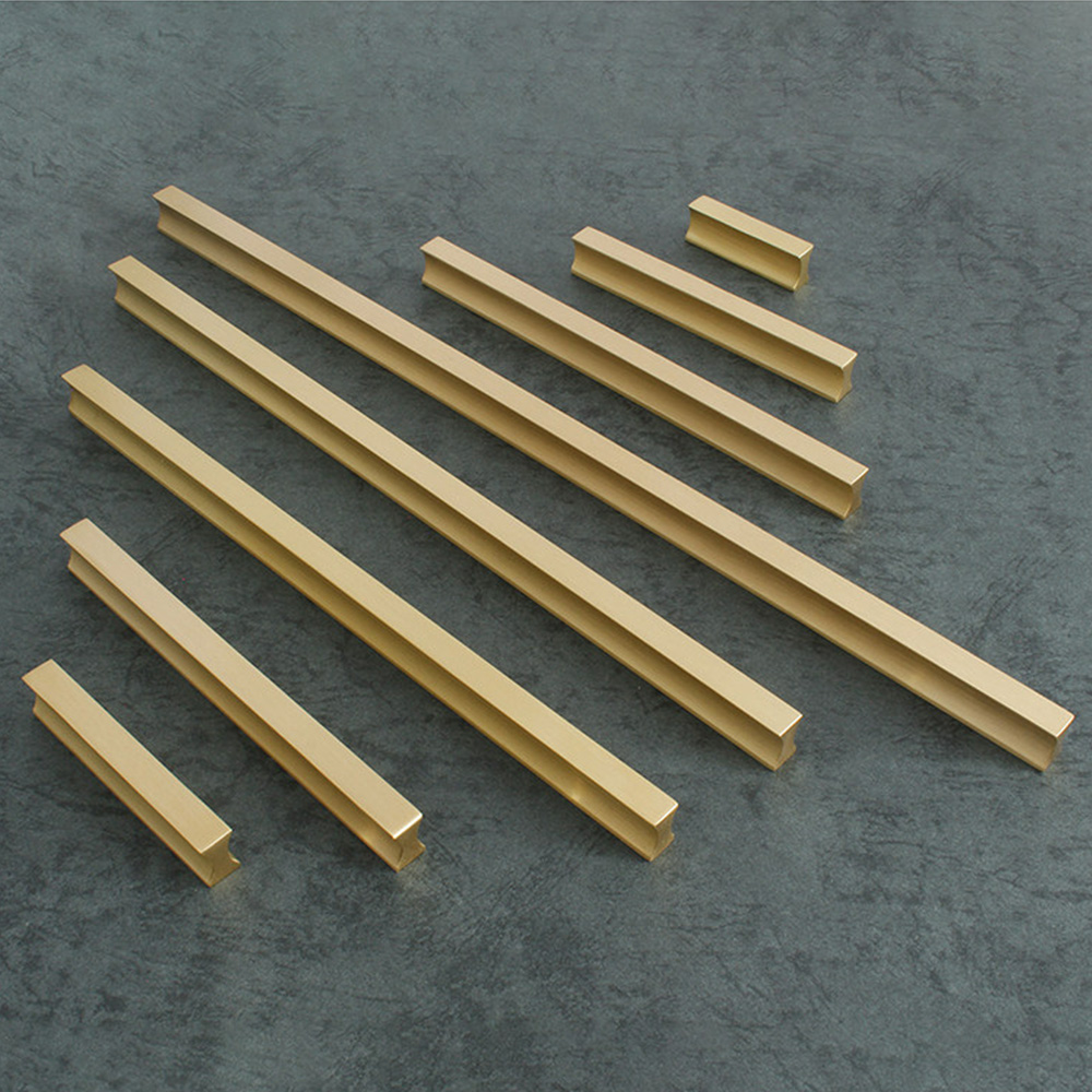 Modern Minimalist Brass Drawer Pulls for Cabinets