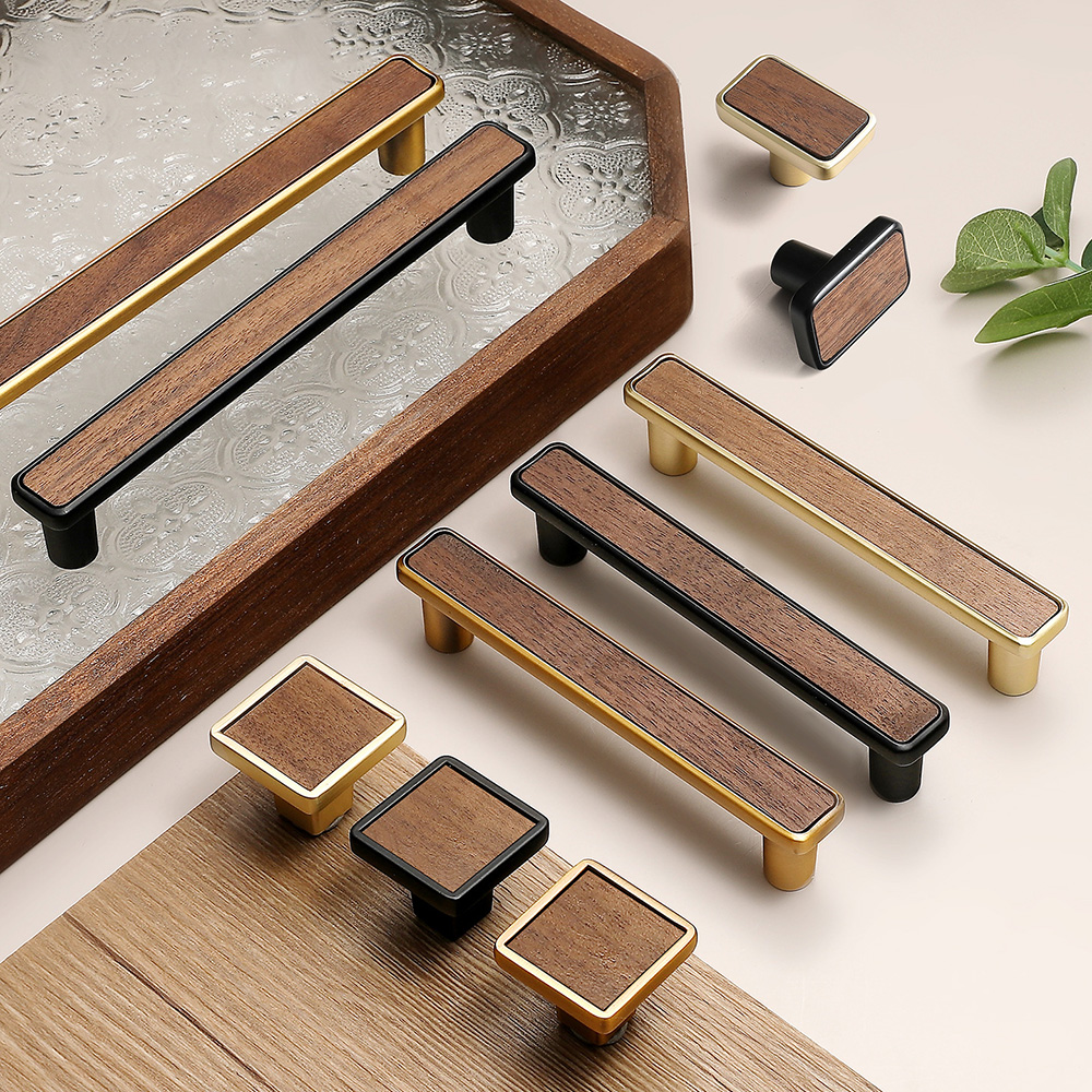 Modern Natural Walnut Wood  Wardrobe Handles