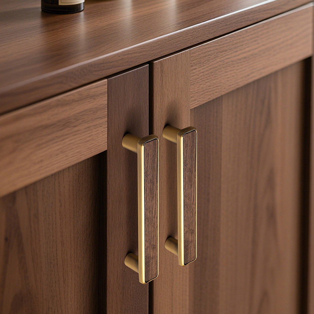 Modern Natural Walnut Wood  Wardrobe Handles