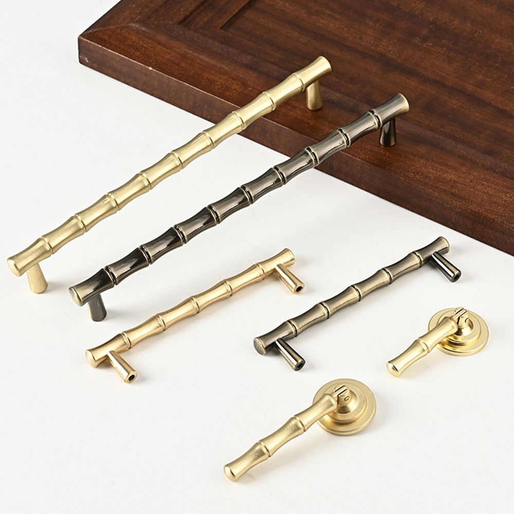 Modern Nordic Bamboo Shape Solid Brass Luxury Pulls