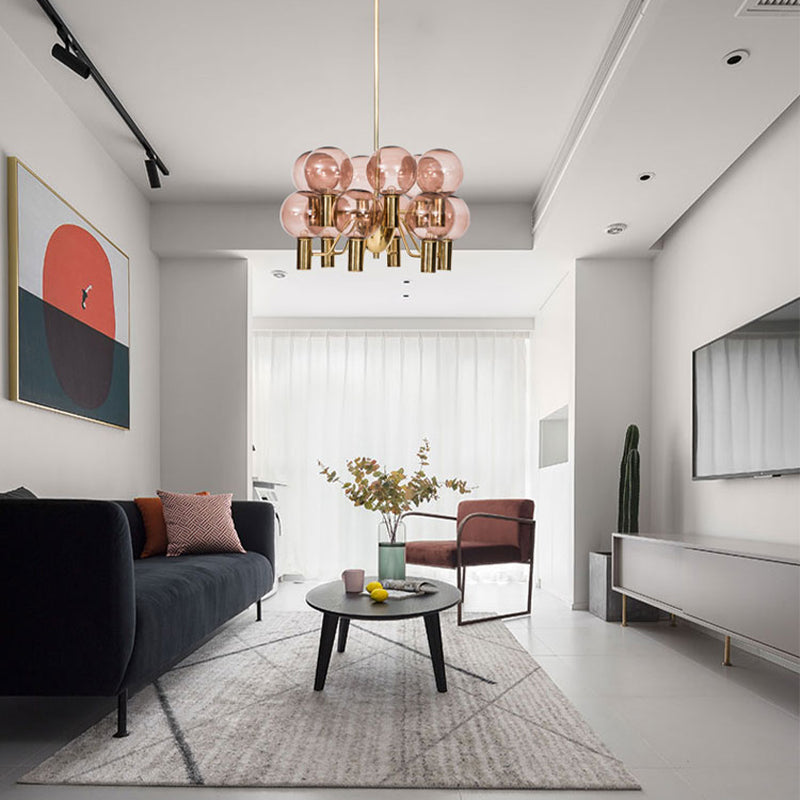 Modern Decorative Pink Glass Bubble Chandelier -Homdiy