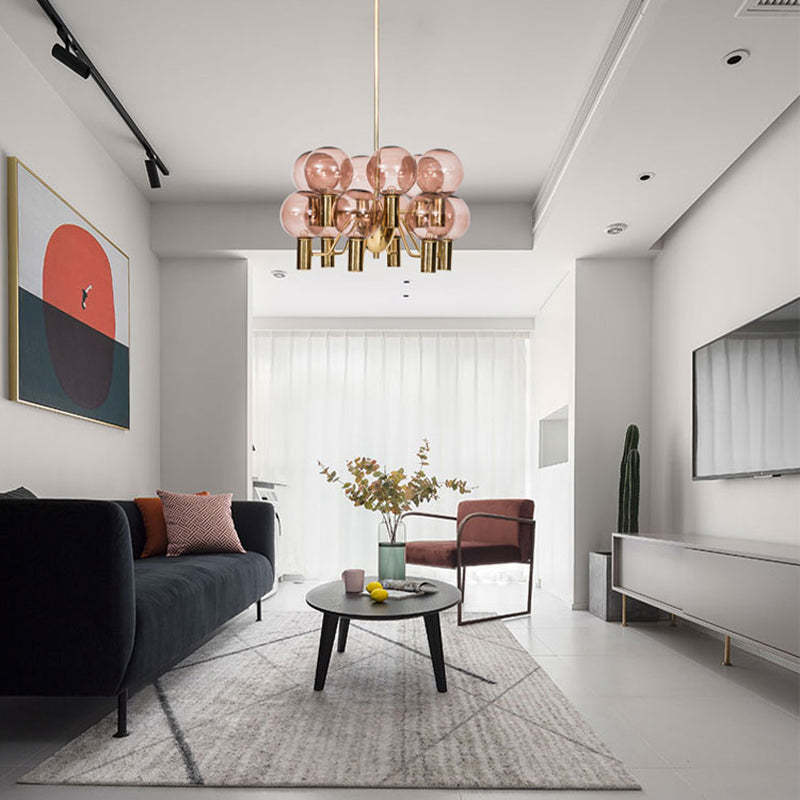 Modern Decorative Pink Glass Bubble Chandelier -Homdiy