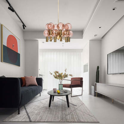 Modern Decorative Pink Glass Bubble Chandelier -Homdiy