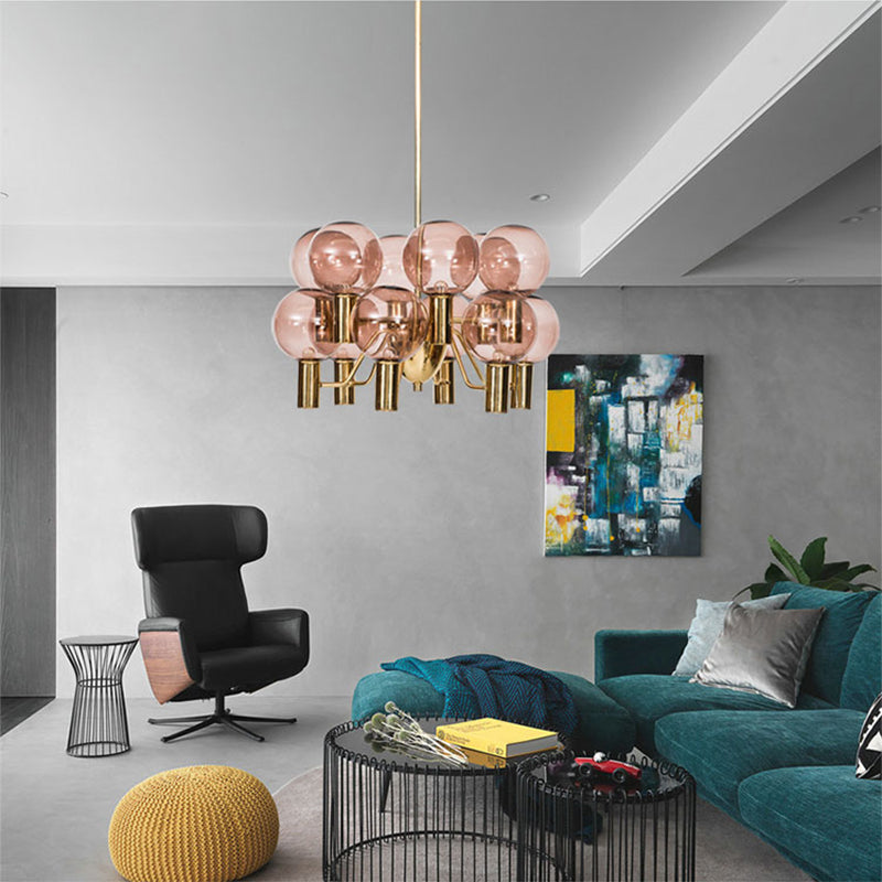 Modern Decorative Pink Glass Bubble Chandelier -Homdiy