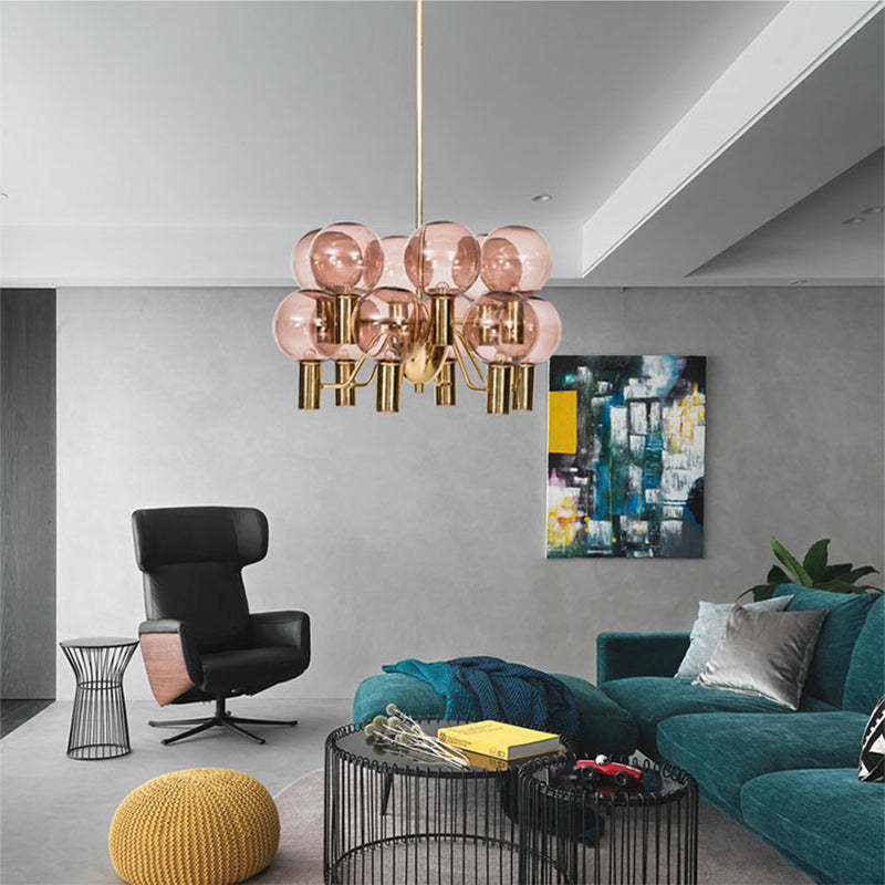 Modern Decorative Pink Glass Bubble Chandelier -Homdiy