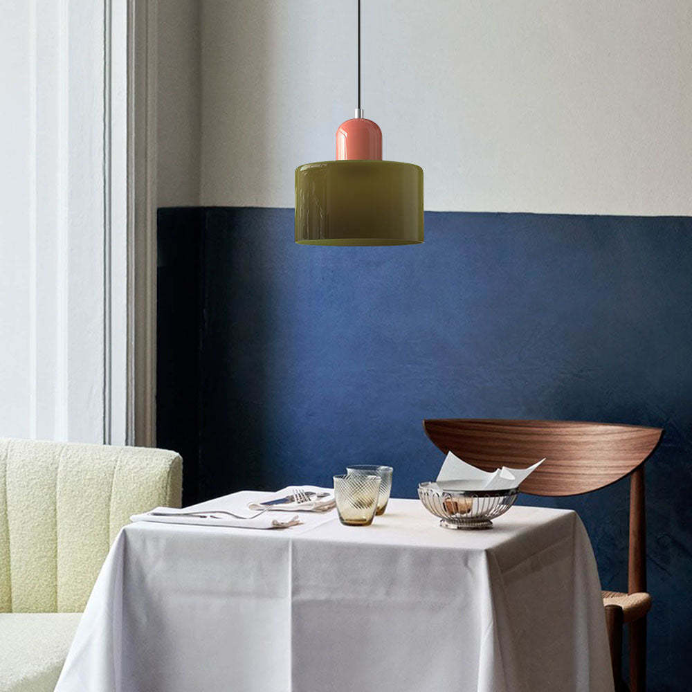 Small Stained Glass Bauhaus Pendant Light -Homdiy