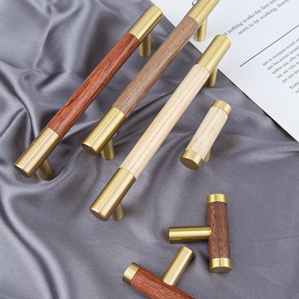 Modern Solid Brass Wood Kitchen Cabinets Handles