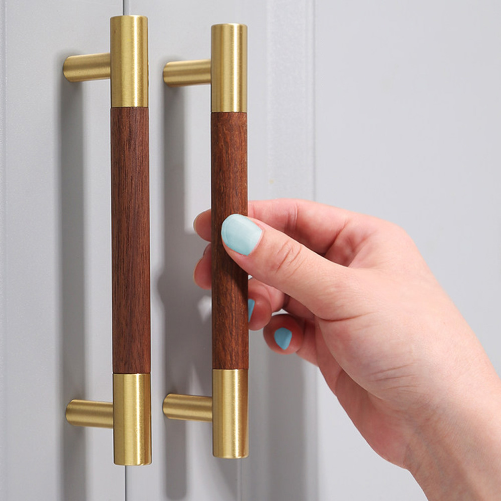 Modern Solid Brass Wood Kitchen Cabinets Handles