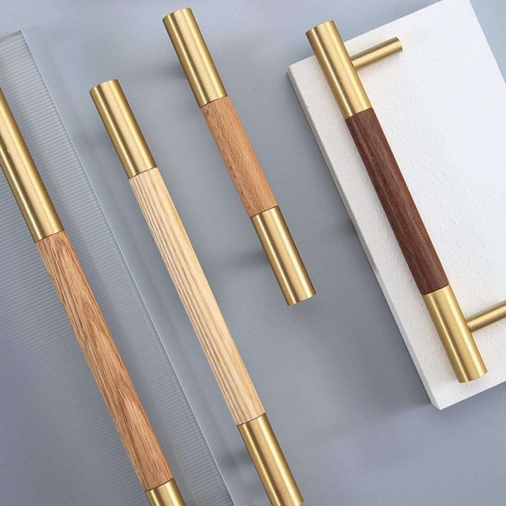 Modern Solid Brass Wood Kitchen Cabinets Handles